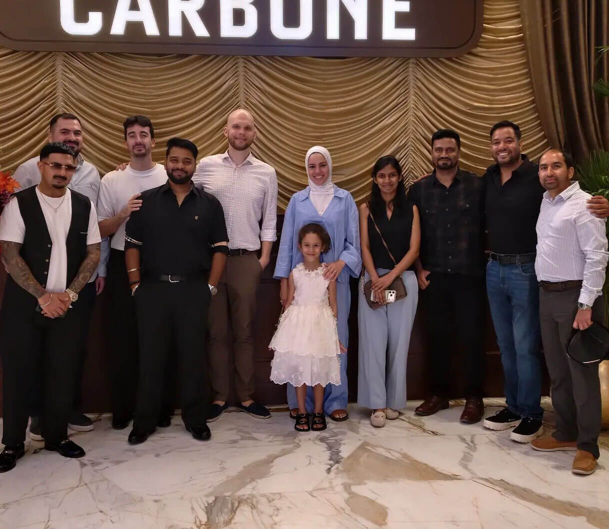 The Stratus Carta team together at a company dinner